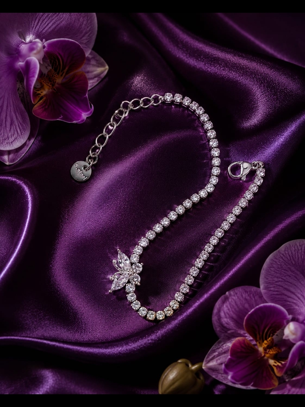 Platinum Color Crystal Tennis Bracelet
